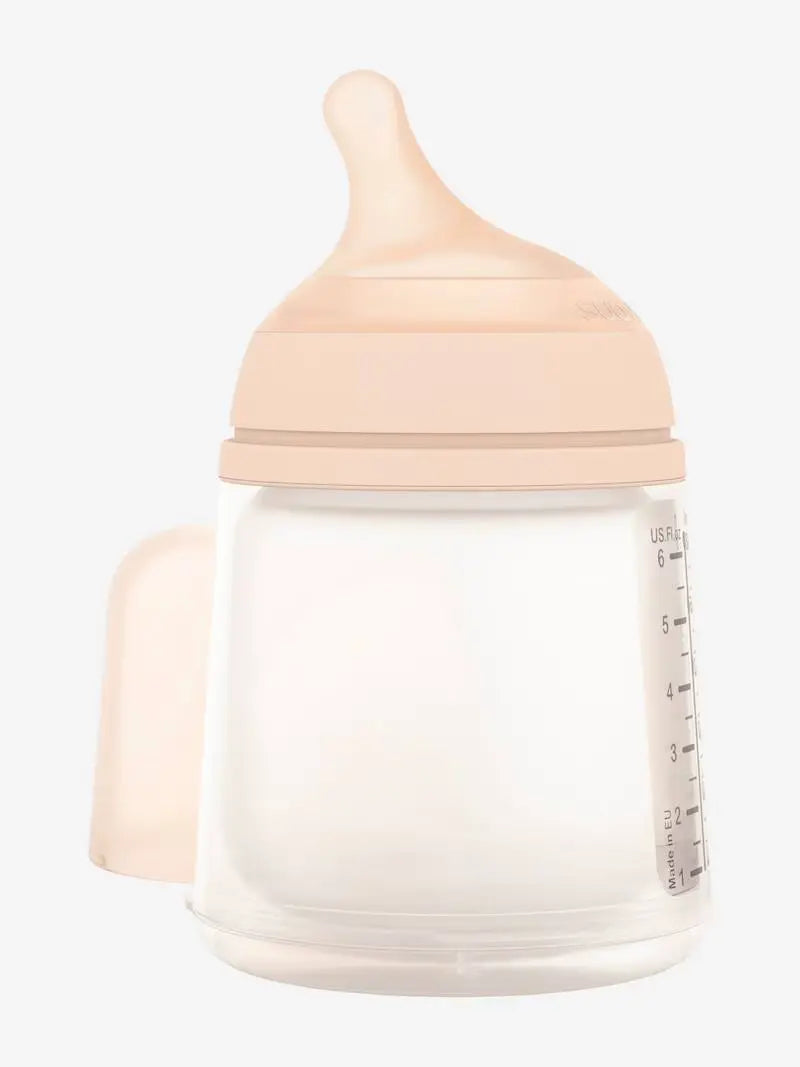 Suavinex Kit Inicial Zero.Zero Biberão 180 ml Fluxo Adaptável + Bolsa de Silicone - Tom Muito Claro