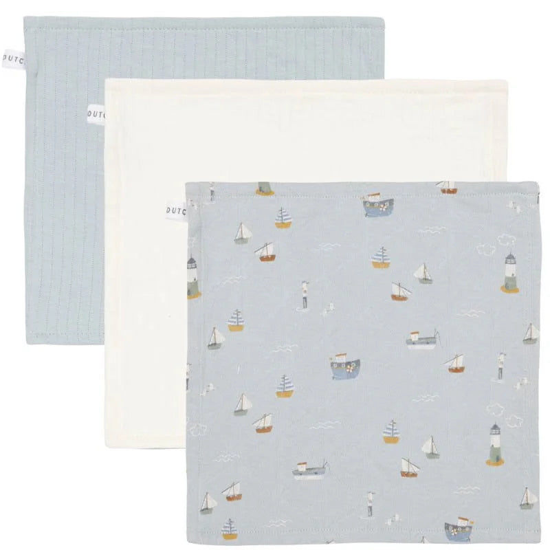 Little Dutch Toalhas de Rosto - Sailors Bay Blue / Pure Soft White / Pure Soft Blue