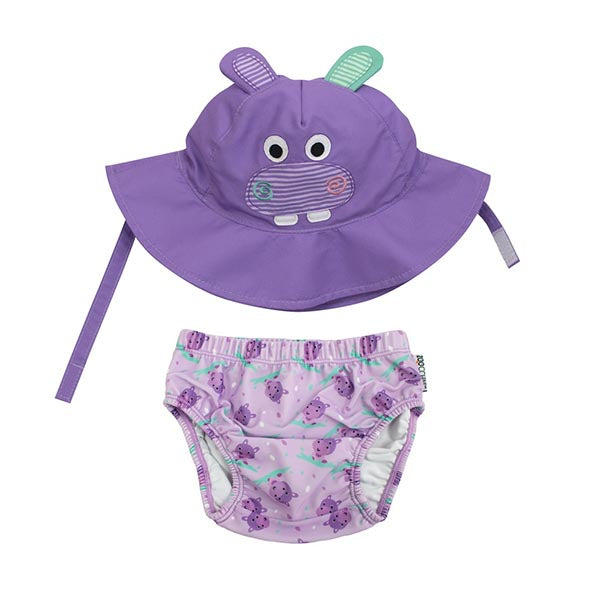 ZooCchini - Conjunto de Banho Chapéu e Cueca 12-24 meses - Hipopótamo