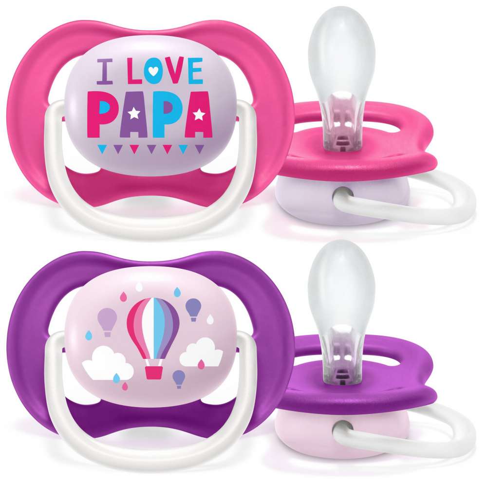 Philips Avent - 2 Chupetas - Ultra Air - Happy - 6-18 M - Menina