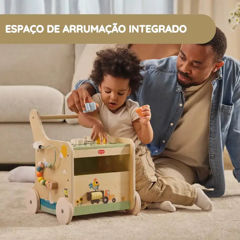 Tiny Love Farmers Funday Carrinho em Madeira de Empurrar e Brincar