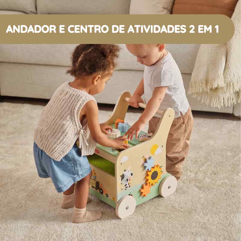 Tiny Love Farmers Funday Carrinho em Madeira de Empurrar e Brincar