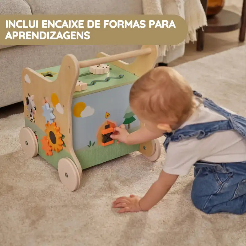 Tiny Love Farmers Funday Carrinho em Madeira de Empurrar e Brincar