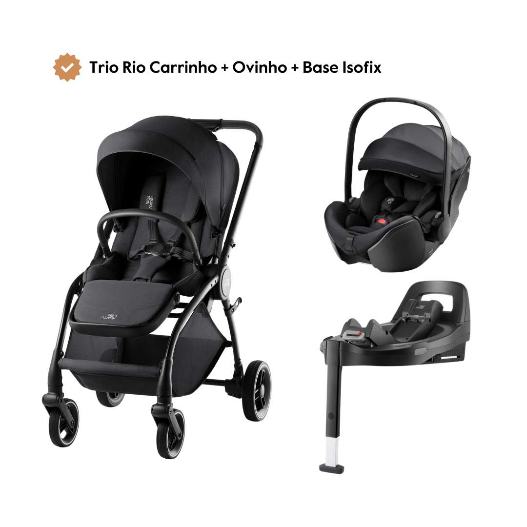 Trio Rio Carrinho de Bebé + Ovinho Baby-Safe Pro + Base Isofix Vario 5Z da Britax Römer - Style Carbon Black