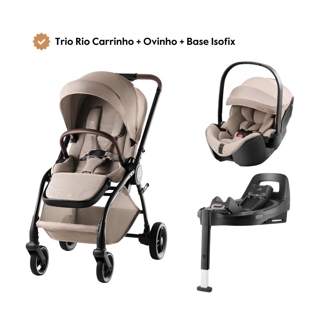 Trio Rio Carrinho de Bebé + Ovinho Baby-Safe Pro + Base Isofix Vario 5Z da Britax Römer - Style Teak