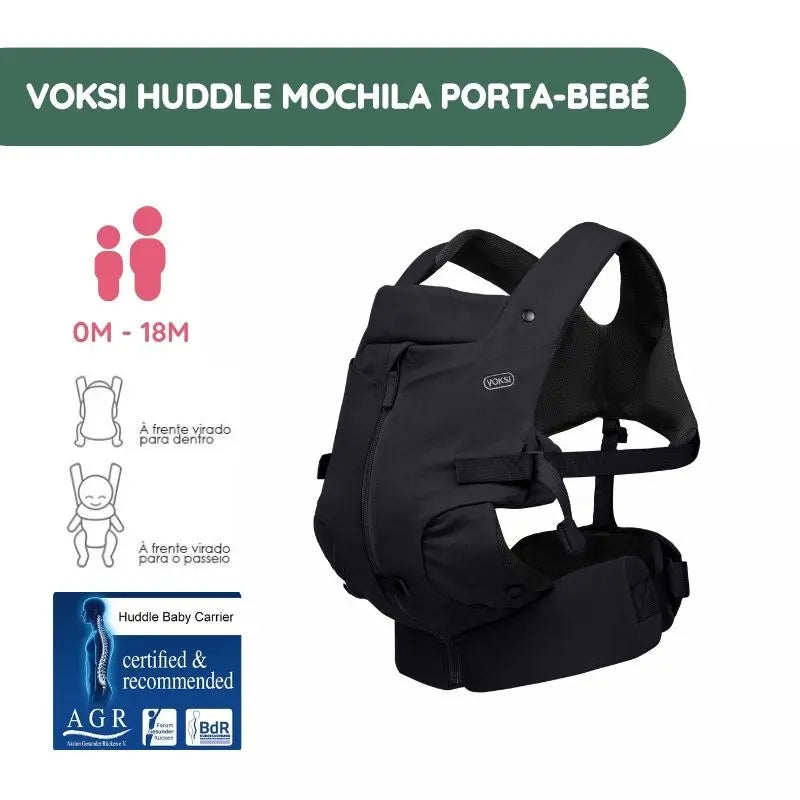 Voksi Huddle Mochila Porta-bebé com Fecho - Black