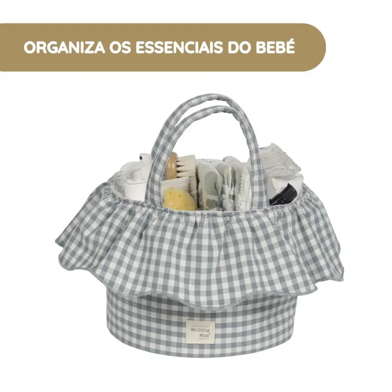 Walking Mum Cesto Organizador Redondo Praliné Vichy - Matcha