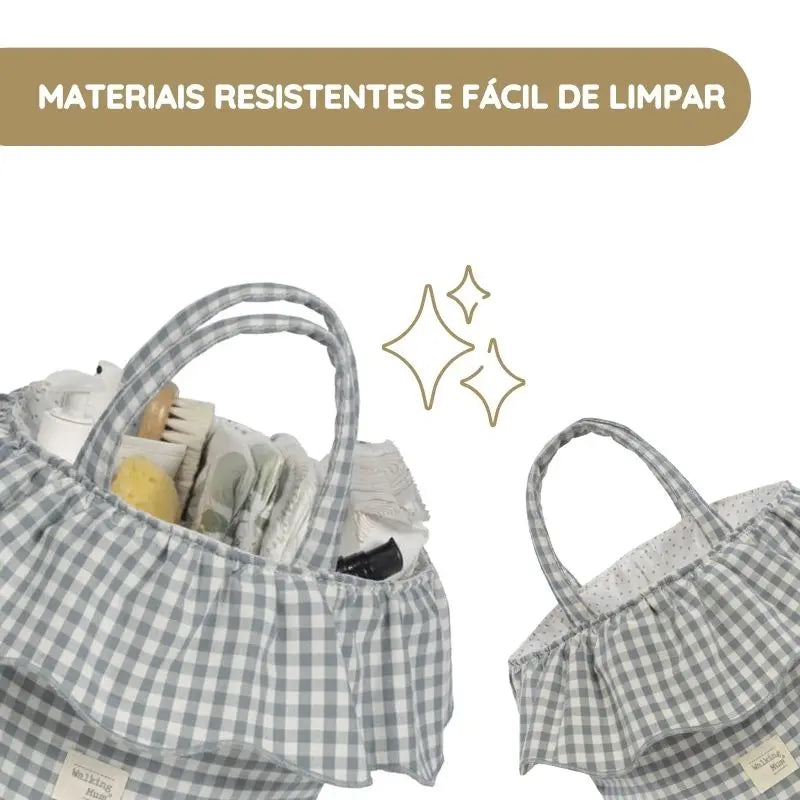 Walking Mum Cesto Organizador Redondo Praliné Vichy - Matcha