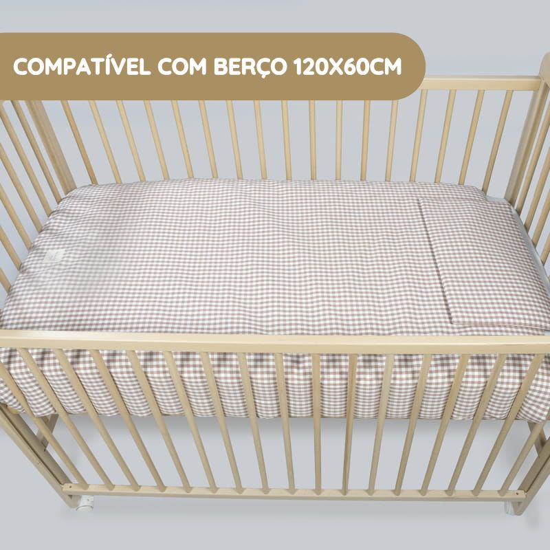 Walking Mum Conjunto de Cama 120x60 cm Praliné Vichy/Rayas TOG 2,5 - Moka