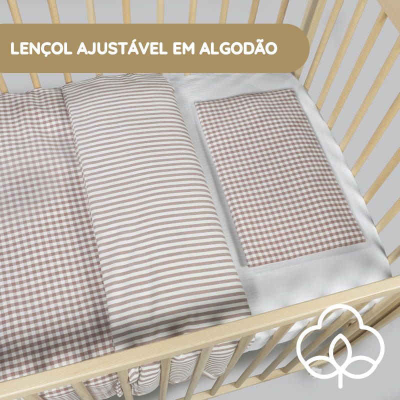 Walking Mum Conjunto de Cama 120x60 cm Praliné Vichy/Rayas TOG 2,5 - Moka