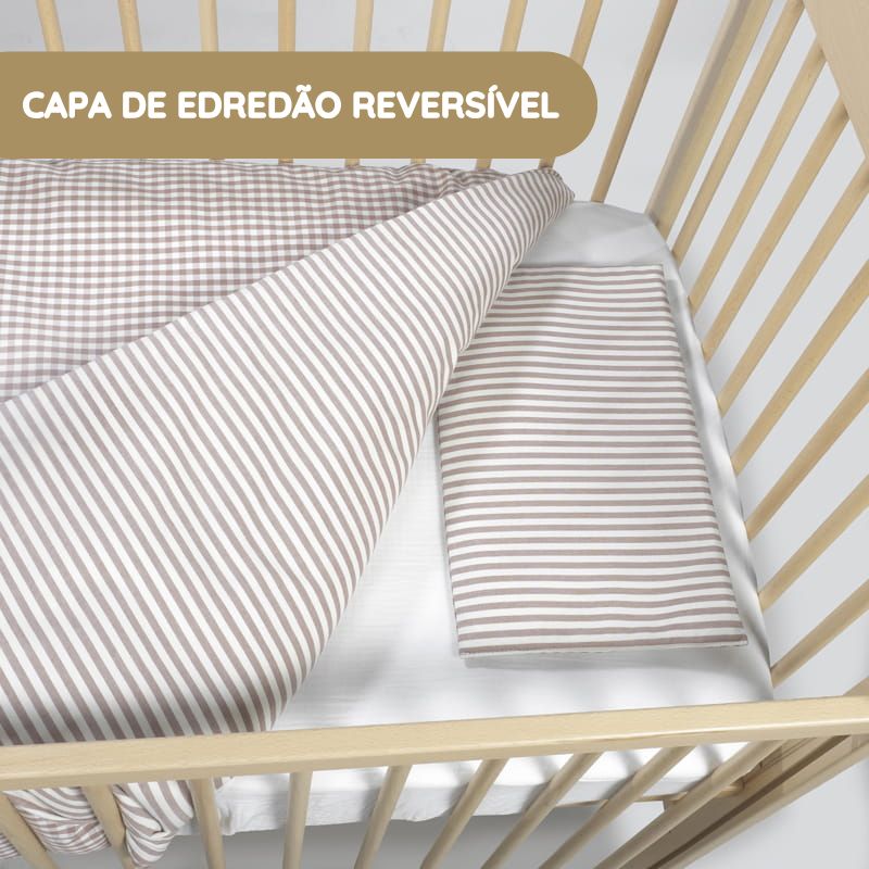 Walking Mum Conjunto de Cama 120x60 cm Praliné Vichy/Rayas TOG 2,5 - Moka