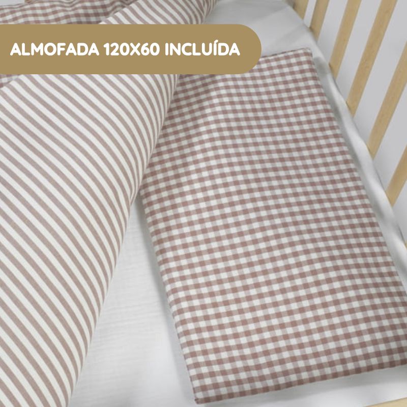 Walking Mum Conjunto de Cama 120x60 cm Praliné Vichy/Rayas TOG 2,5 - Moka