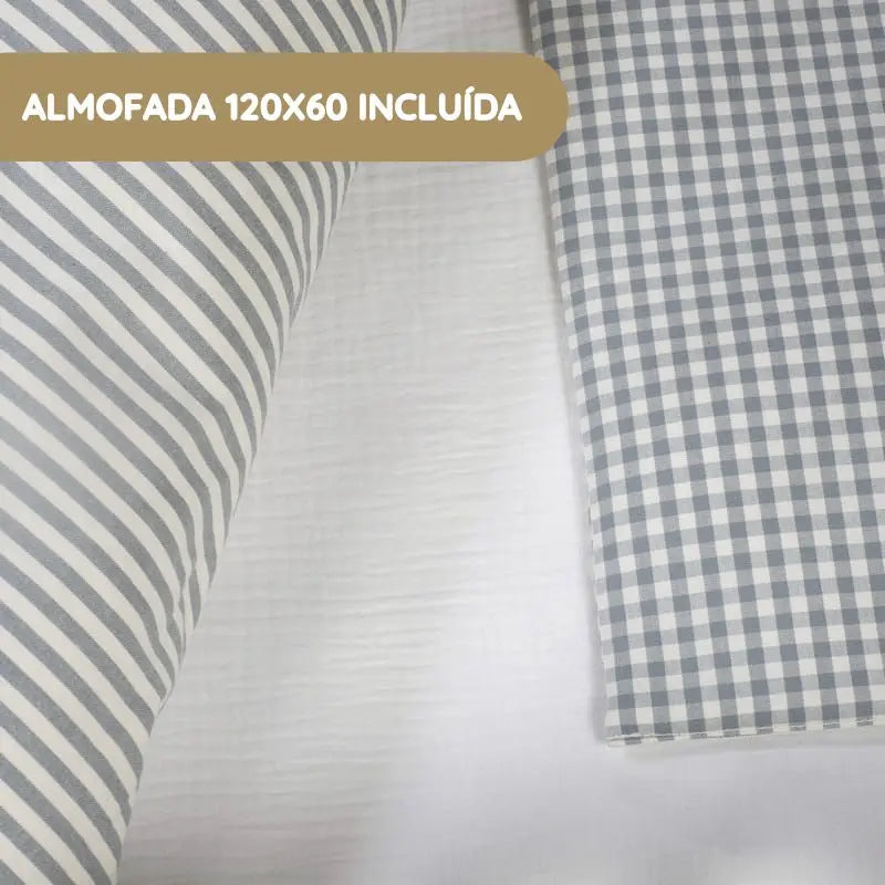 Walking Mum Conjunto de Cama 120x60 cm Praliné Vichy/Rayas TOG 2,5 - Matcha