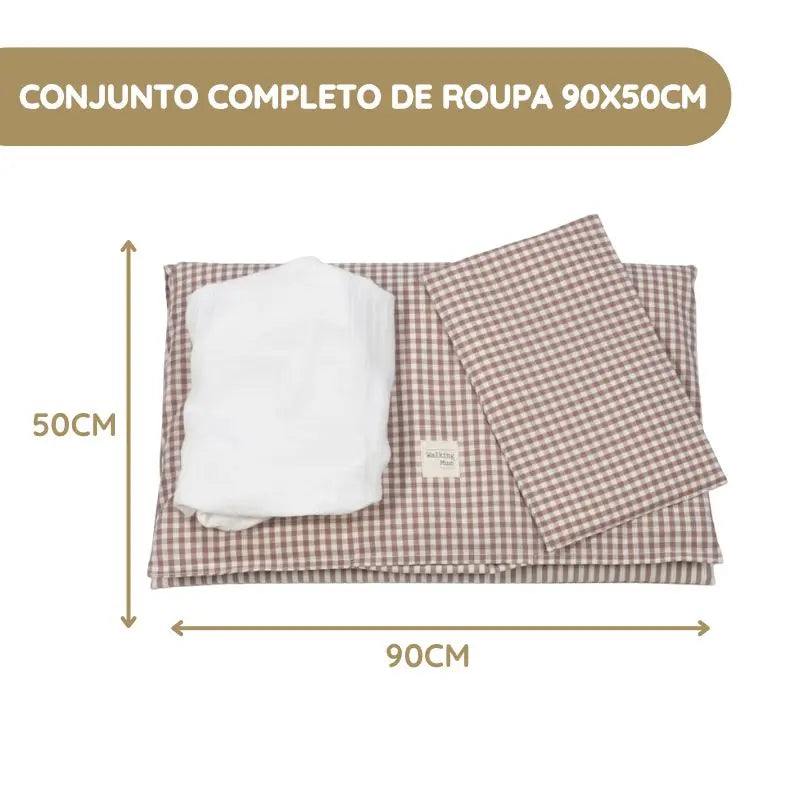 Walking Mum Conjunto de Cama 90x50 cm Praliné Vichy/Rayas TOG 2,5 - Moka