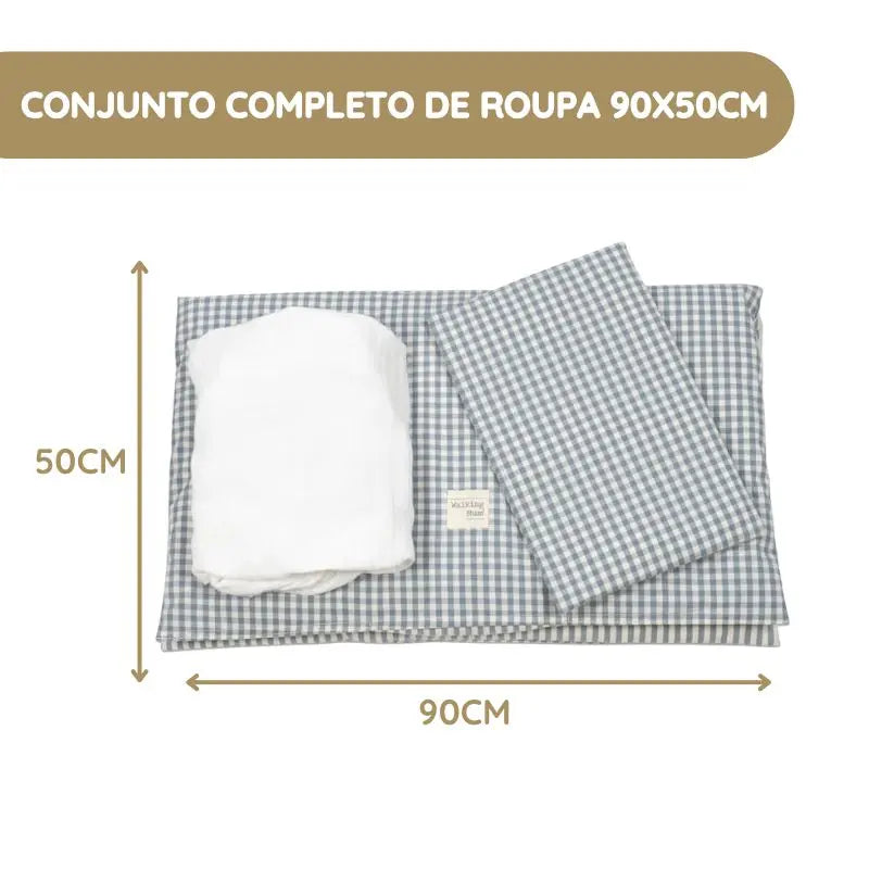 Walking Mum Conjunto de Cama 90x50 cm Praliné Vichy/Rayas TOG 2,5 - Matcha