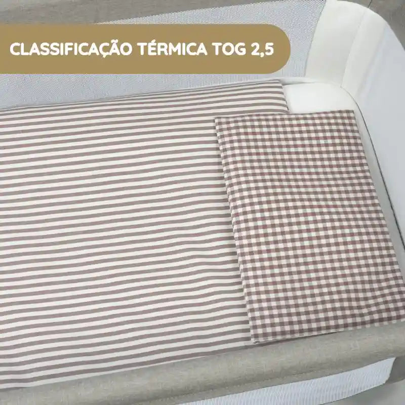 Walking Mum Conjunto de Cama 90x50 cm Praliné Vichy/Rayas TOG 2,5 - Moka
