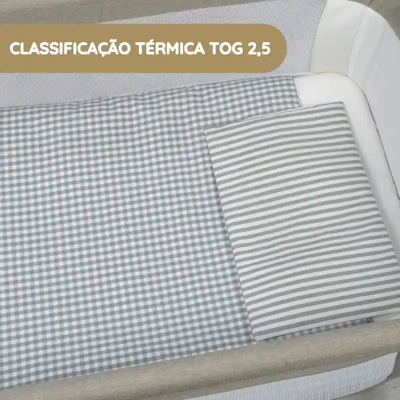 Walking Mum Conjunto de Cama 90x50 cm Praliné Vichy/Rayas TOG 2,5 - Matcha