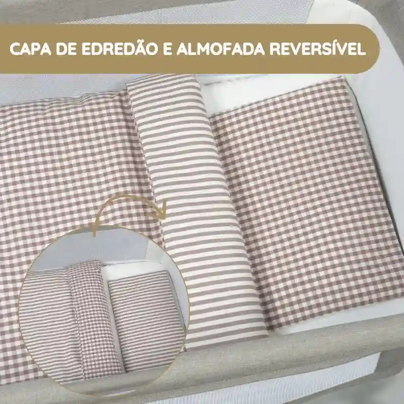 Walking Mum Conjunto de Cama 90x50 cm Praliné Vichy/Rayas TOG 2,5 - Moka