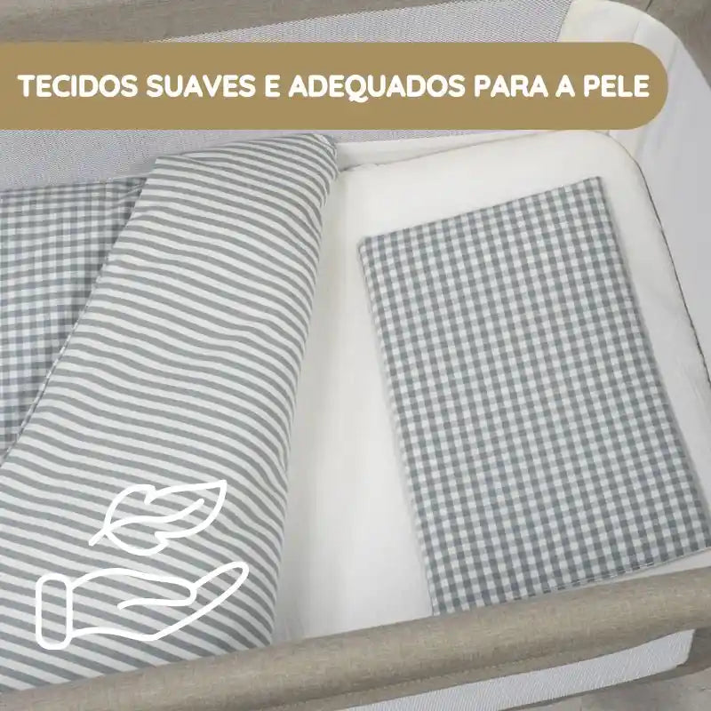 Walking Mum Conjunto de Cama 90x50 cm Praliné Vichy/Rayas TOG 2,5 - Matcha