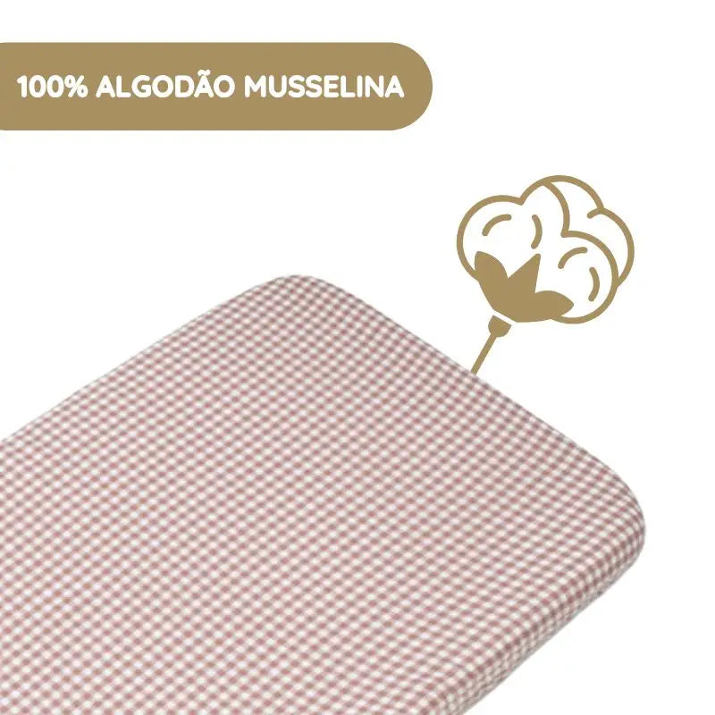 Walking Mum Lençol Ajustável 120x60 cm Praliné Vichy - Moka