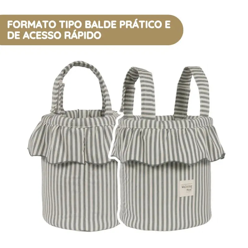 Walking Mum Mala Organizadora Bucket Praliné Rayas - Matcha