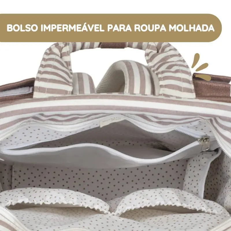 Walking Mum Mochila Praliné Rayas - Moka