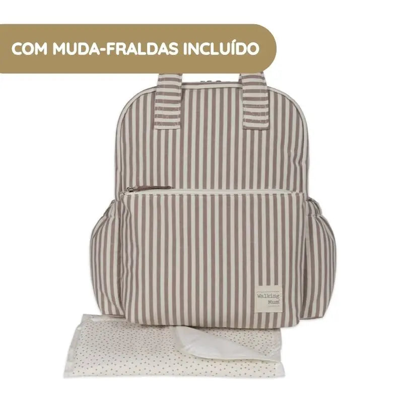 Walking Mum Mochila Praliné Rayas - Moka