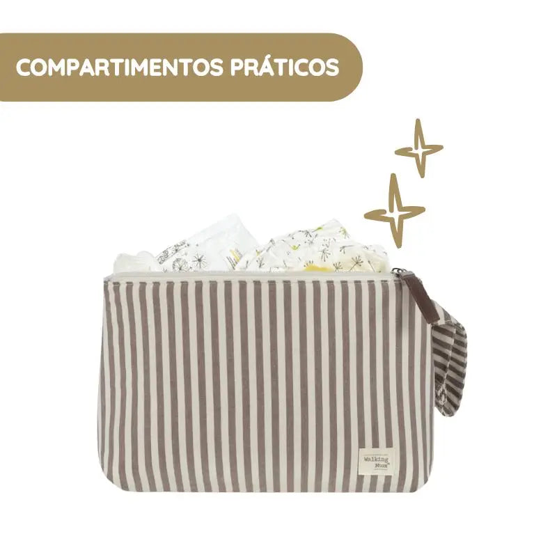 Walking Mum Necessaire Praliné Rayas - Moka