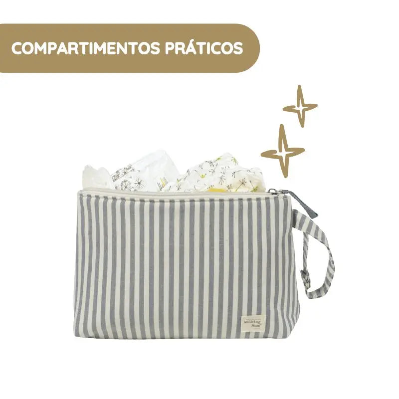 Walking Mum Necessaire Praliné Rayas - Matcha