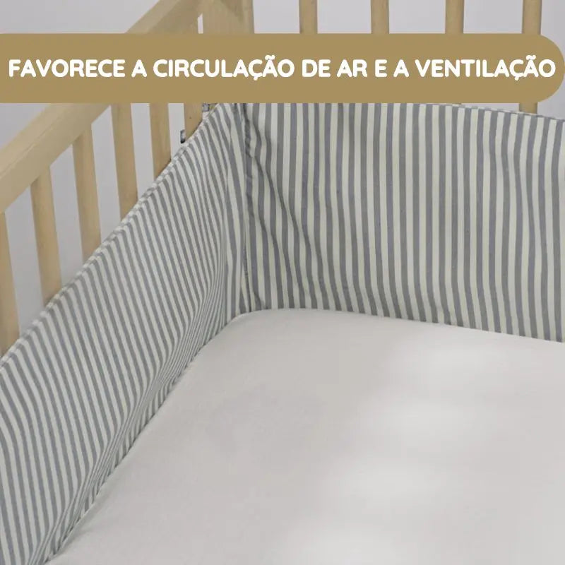 Walking Mum Protetor de Berço 120x60 cm Praliné Vichy/Rayas - Matcha