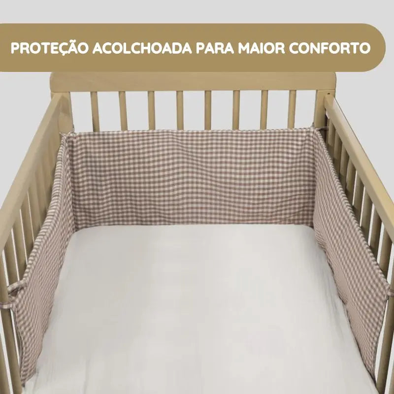 Walking Mum Protetor de Berço 120x60 cm Praliné Vichy/Rayas - Moka