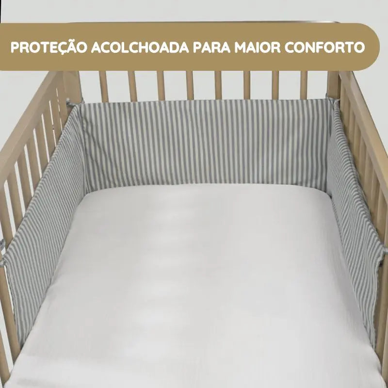Walking Mum Protetor de Berço 120x60 cm Praliné Vichy/Rayas - Matcha