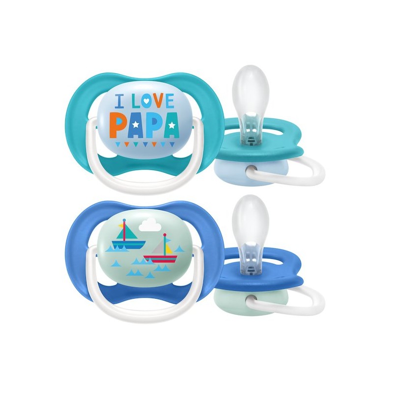 Philips Avent - 2 Chupetas - Ultra Air - Happy - 6-18 M - Menino