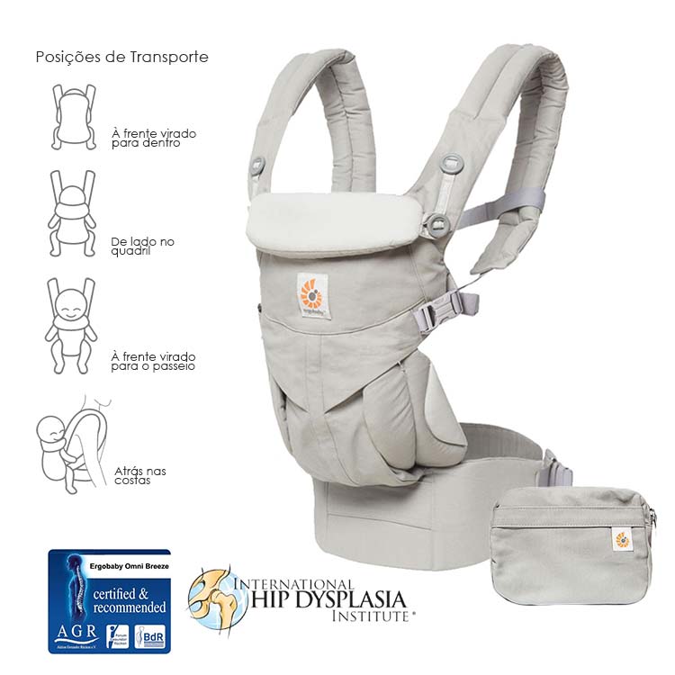 Ergobaby Omni Clássico Cinza Pérola - Mochila Portabebé
