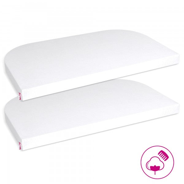 Babybay 2 Lençóis Ajustáveis Jersey Deluxe para Maxi, Midi, Boxspring, Comfort e Comfort Plus - branco