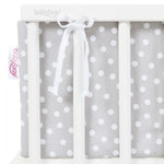 Babybay Protetor de Grades Piqué para Maxi, Boxspring, Comfort e Comfort Plus - cinza c/ pontos brancos