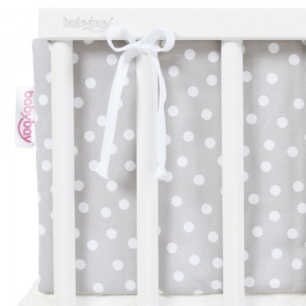 Babybay Protetor de Grades Piqué para Maxi, Boxspring, Comfort e Comfort Plus - cinza c/ pontos brancos