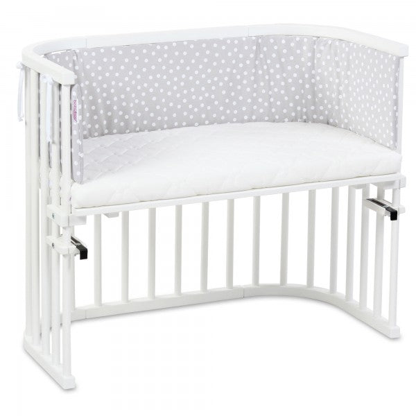 Babybay Protetor de Grades Piqué para Maxi, Boxspring, Comfort e Comfort Plus - cinza c/ pontos brancos
