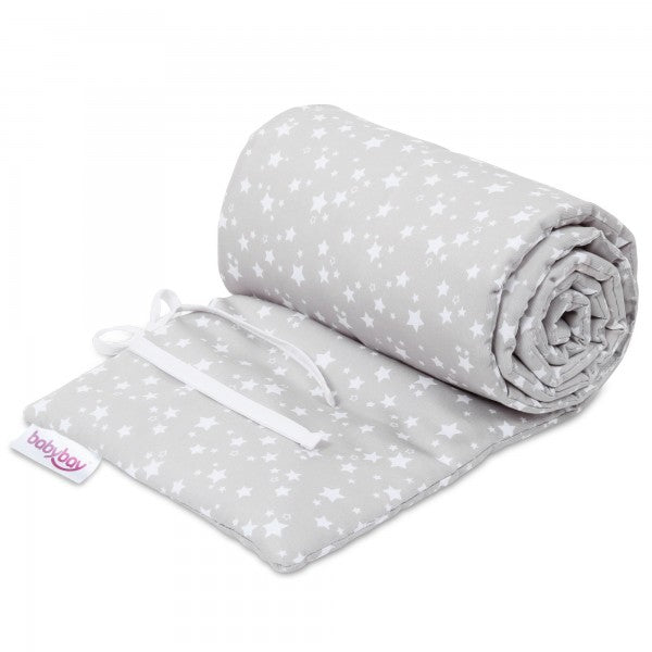 Babybay Protetor de Grades Piqué para Maxi, Boxspring, Comfort e Comfort Plus - cinza c/ estrelas brancas