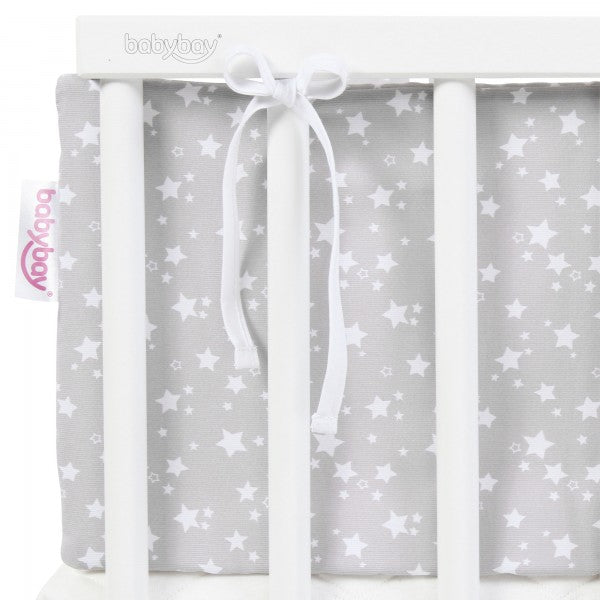 Babybay Protetor de Grades Piqué para modelo Original - cinza e estrelas brancas