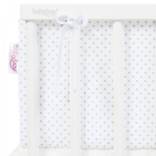 Babybay Protetor de Grades Piqué para modelo Original - branco c/ pontos cinza claro