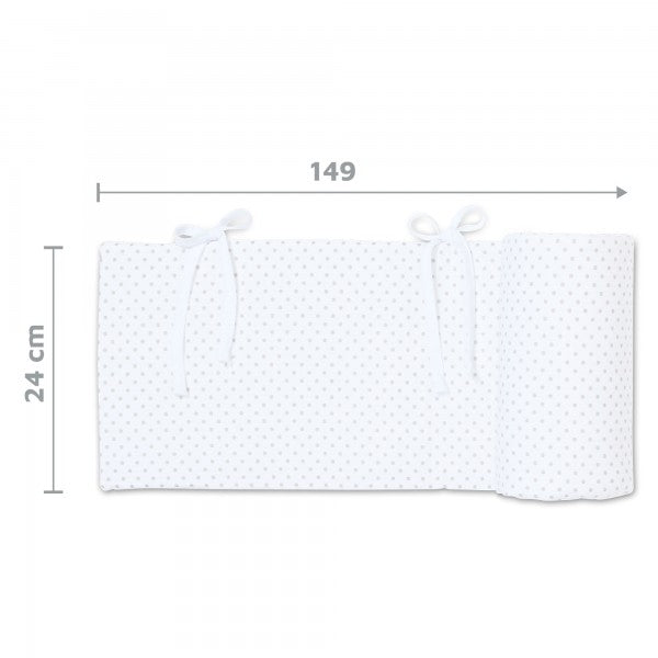 Babybay Protetor de Grades Piqué para modelo Original - branco c/ pontos cinza claro