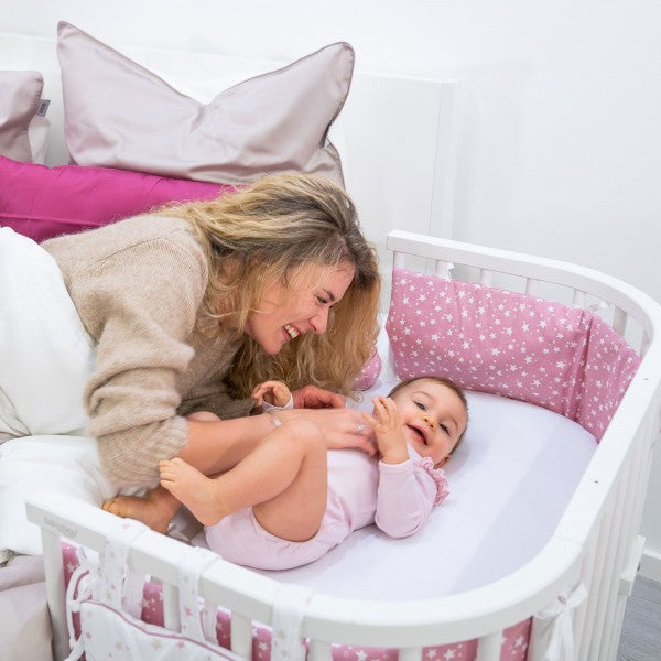 Babybay Protetor de Grades Piqué para modelo Original - branco c/ pontos cinza claro