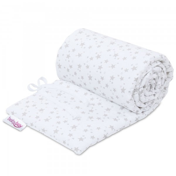Babybay Protetor de Grades Piqué para modelo Original - branco e estrelas cinza claro