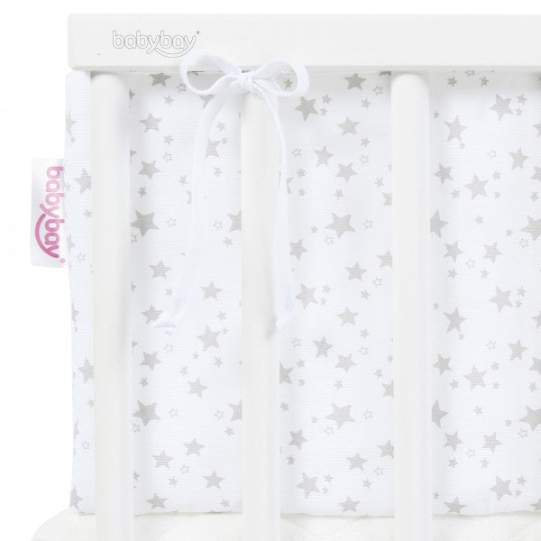Babybay Protetor de Grades Piqué para modelo Original - branco e estrelas cinza claro