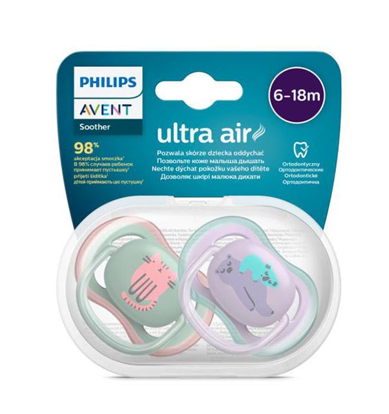 Philips Avent - 2 Chupetas - Ultra Air Trendy 6-18M - Menino
