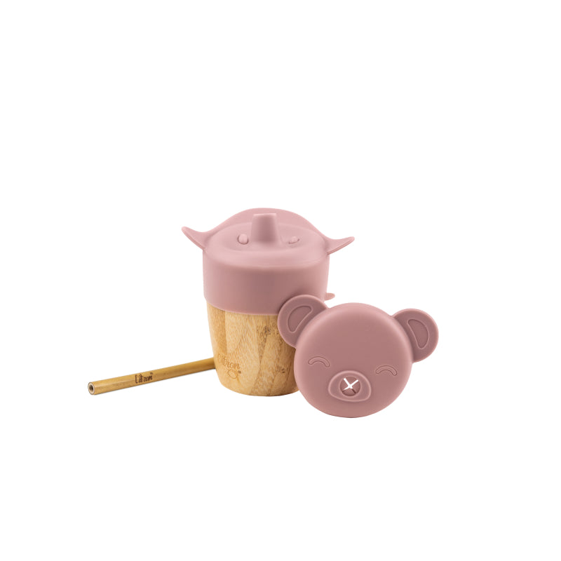 Citron Copo de Bambú c/ Tampa e Palhinha 180 ml - Rosa