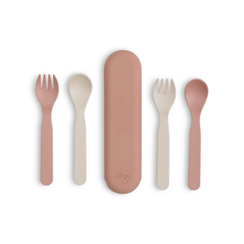 Citron Set de 2 Conjuntos de Talheres em PLA - Rosa e Creme