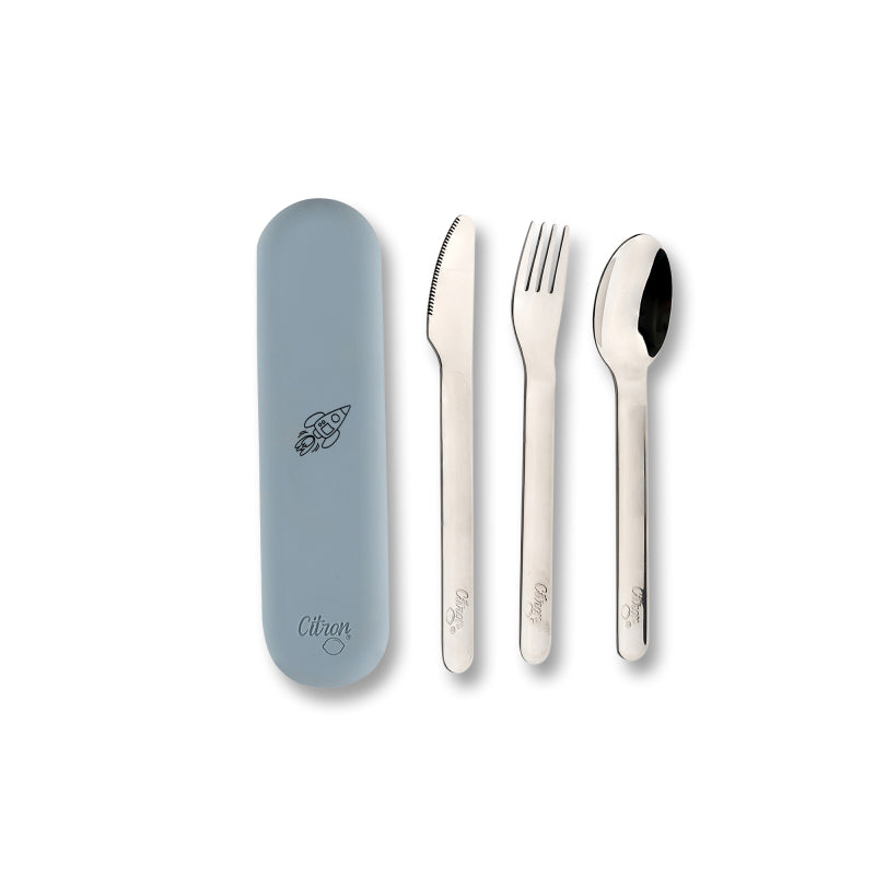 Citron Conjunto de Talheres e Estojo em Silicone - Azul