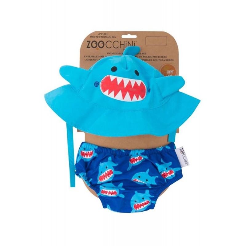 ZooCchini - Conjunto de Banho Chapéu e Cueca 6-12 meses - Tubarão
